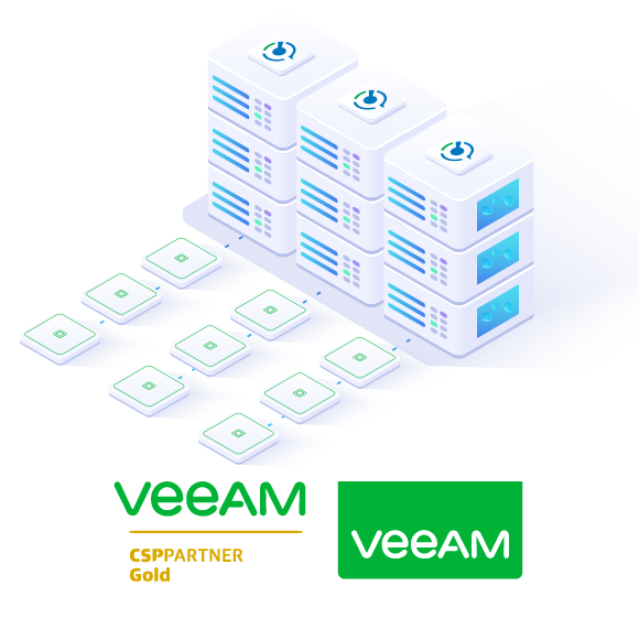 Network of servers with Veeam logo