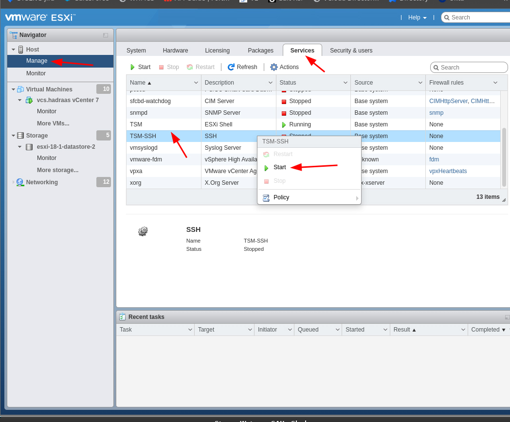 ssh on ESXi host