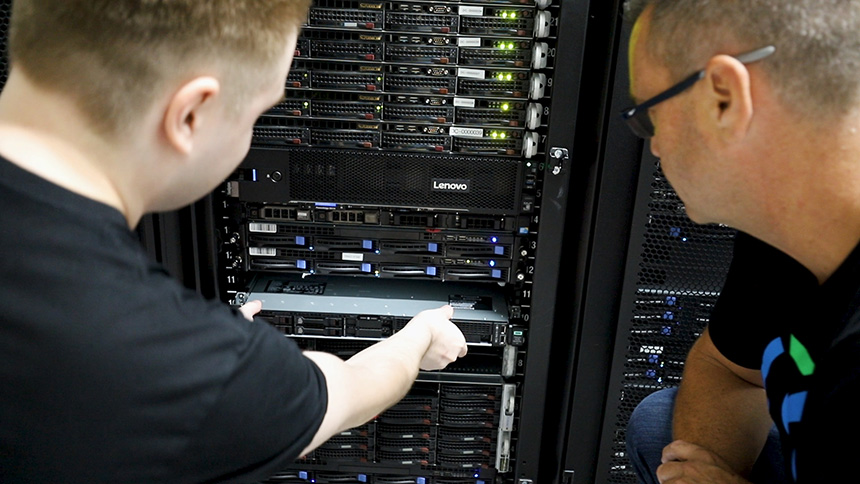 Servers Australia Team pulling out a server from a rack