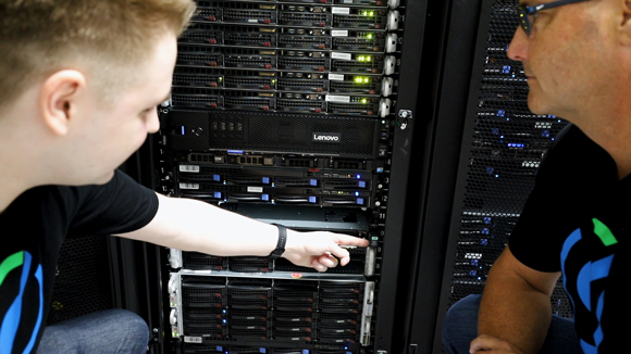 Servers Australia staff looking at a dedicated server