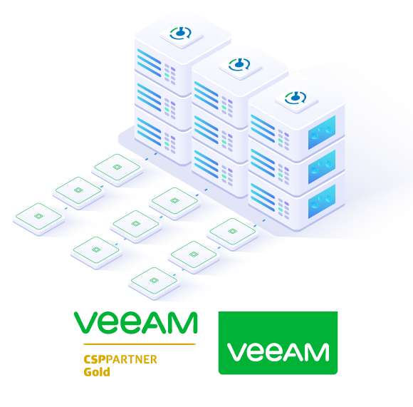 Network of servers with Veeam logo